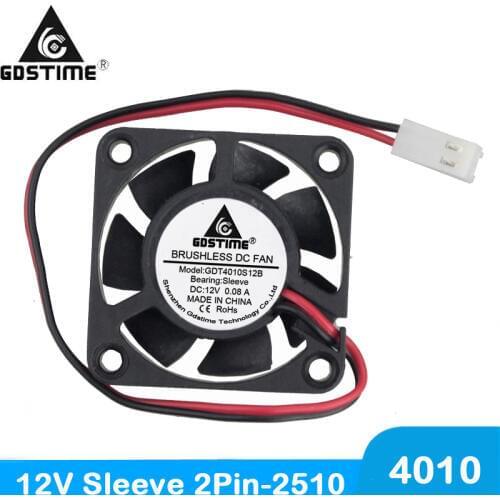 200pcs Wholesale DC 12V 4010 40x40x10mm Cooler Cooling Fan 4cm 40MM 2pin-2510 Connector Mini Brushless Cooling Cooler Case Fan