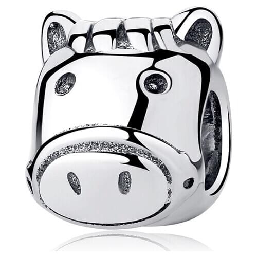 2019 New Original 925 Sterling Silver Bead Horse Portrait Charm Animal Pet Fit Pandora Bracelet Bangle DIY Women Jewelry