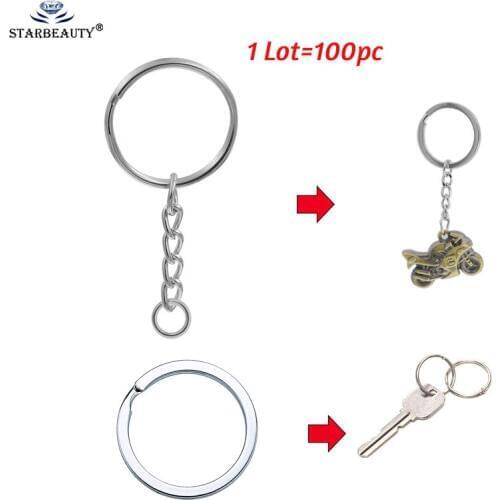 50 Pieces/Lot New Silver Color 25mm Split Key Chains & Key Rings 53mm (2 1/8") long Alloy Holder Keyring Accessories