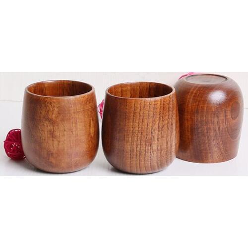50pcs Japanese Style Zizyphus Jujube Solid Wood Tea Cup Wooden Wine Glass Eco-friendly Vintage Pot-bellied Cup WB194
