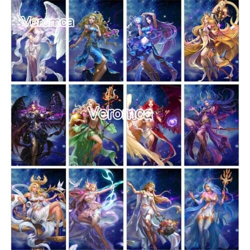 5D Diy 12 Zodiac Goddess Fairy Diamond Painting Fantasy Constellation Embroidery Rhinestone Mosaic Handmade Girls Birthday Gift