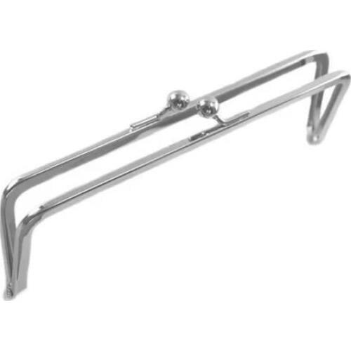 6 3/4" x 2" inches ( 17 x 5 cm) Silver Ball Clasp Clutch Frame without Chain Loops