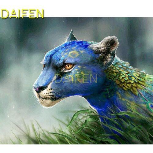 Full Round Diamond embroidery DIY 3D Diamond mosaic Full Square Diamond painting Cross stitch blue leopard grass Avatar