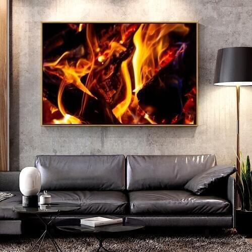Artcozy Oil Canvas Painting bonfire_fire_firewood For Home Decoration Wall Art