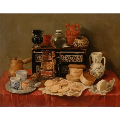 Free shipping realist retro old furniture oil painting still life cups canvas printing on canvas wall art decoration picture