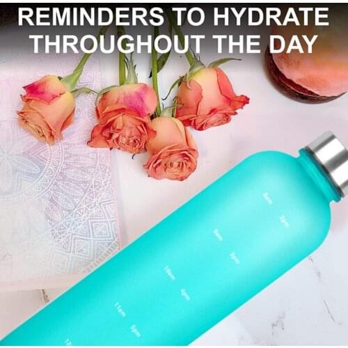 Drinking Bottle 1 Litre Suitable for Carbonated Drinks Leak-Proof BPA-Free Water Bottle with Time Markers for Sports Gym