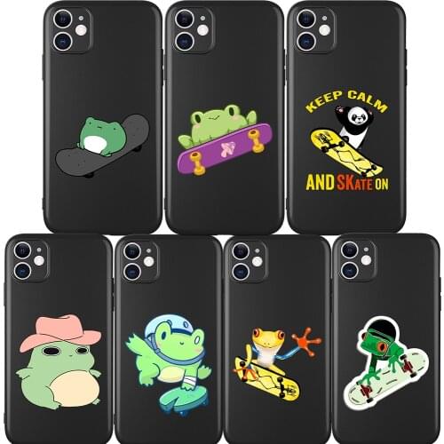 2021 Skateboard Frog Dinosaur Cute cartoon for IPhone 13 12 Pro Max 5 6 6S 7 8 SE 2020 Plus X XS XR 11 Pro Max Phone Case Coque