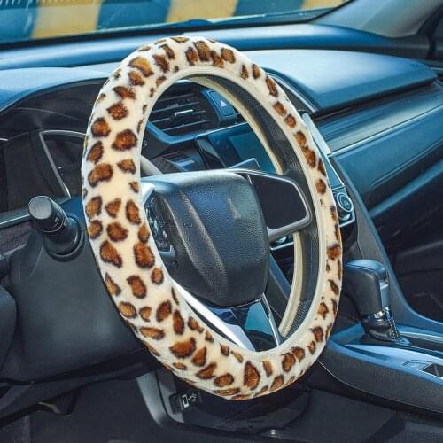 Animal Pattern Steering Wheel Cover Auto Decoration Winter Warm Soft Plush Steering Wheel Cover For Girls Fit Most Vehicle