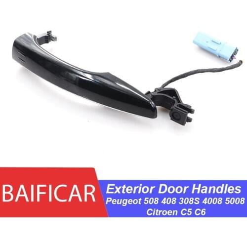 Baificar Black Exterior Door Handles Outside Handle With Sensor Key Hole For Peugeot 508 408 308S 4008 5008 Citroen C5 C6