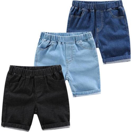 Baby Boy Jeans Clothes 2021 Summer New Kids Shorts Casual Thin Style Elastic Trousers Mid Waist Pure Color Outwear For Teenagers
