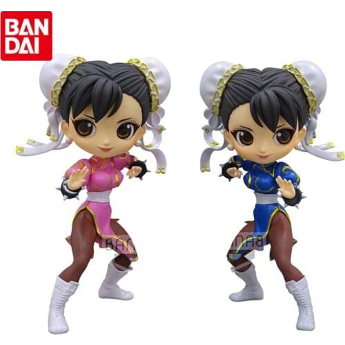Bandai Genuine Q Posket Street Fighte Chun-Li Kawaii Anime Action Figures Collectible Model Ornaments Gifts Toys for Kids