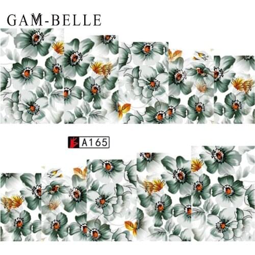 GAM-BELLE 1pc Flower Leaves Nail Sticker Decals Blossom Colorful Slider Rose Water Full Wraps Nail Art Decoration Floral On Nail