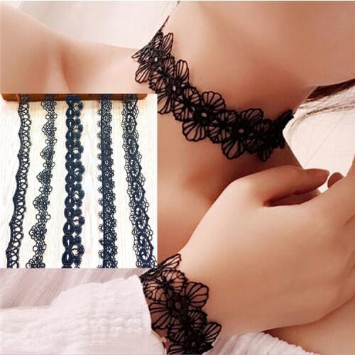 Lace black trims fabric ribbon for DIY handmade craft collar dress Patchwork embroidery Home Party Decoration Gift terylene wh