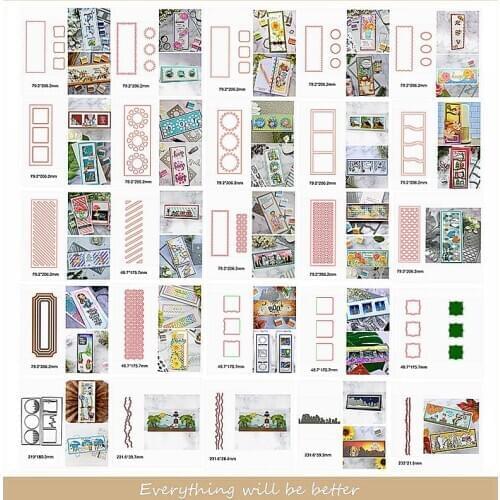 Square Round Flower Stripe Hollowed Geometric Shape Metal Cutting Dies Make Cards Hot Stencils Scrapbook Craft New Die Cut Hot