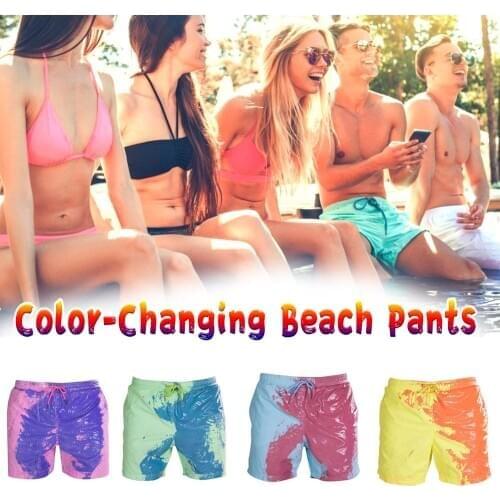 Summer Discoloration Swimming Trunks Magical Change Color Beach Shorts Quick Dry Bathing Shorts Fashion Swimming Surfing Board