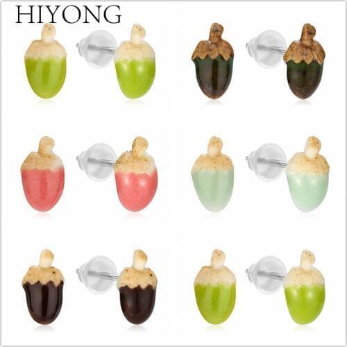 HIYONG Lovely Earrings for Women Fashion Little Cute Betel nut Shape Youth Style Female Characteristic Gift For Girls