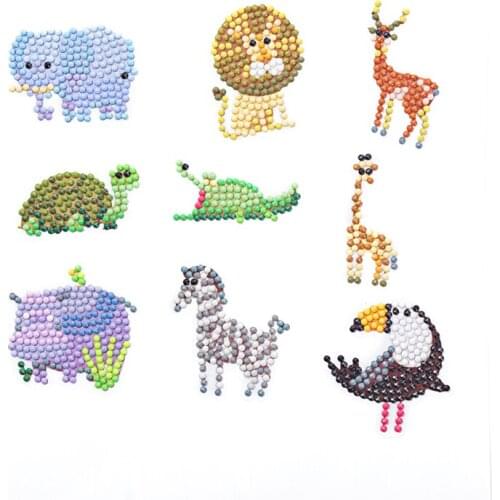 Cartoon animal diamond painting stickers childrens educational toys by number painting adult suitcase box stickers gift