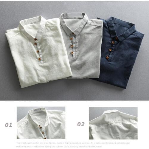 Pure Cotton Shirts Men Chinese Fashion Casual Mens Shirt Short Sleeve Plus Size 4XL Men Brand Clothing European Steetwear A736