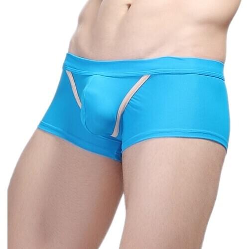 WJ Men Underwear Pouch Big Penis Boxer Shorts Sexy Scrotum Enhancing Nylon Swim Bikini Trunks Boxershorts Male Nylon S M L XL