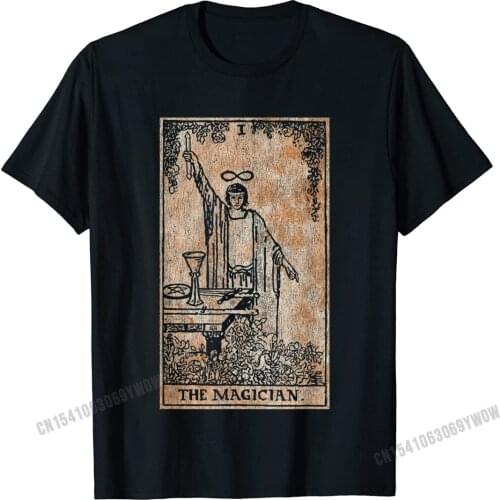 The Magician Tarot Card Vintage Occult Magic T-Shirt Camisas Men Tshirts Tops Tees New Cotton Summer Funny Men