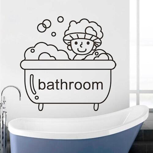Wall Sticker for Bath bathroom door Glass Decals Cartoon kids Children bathing Decor poster Mural art Home Decor stickers HQ108