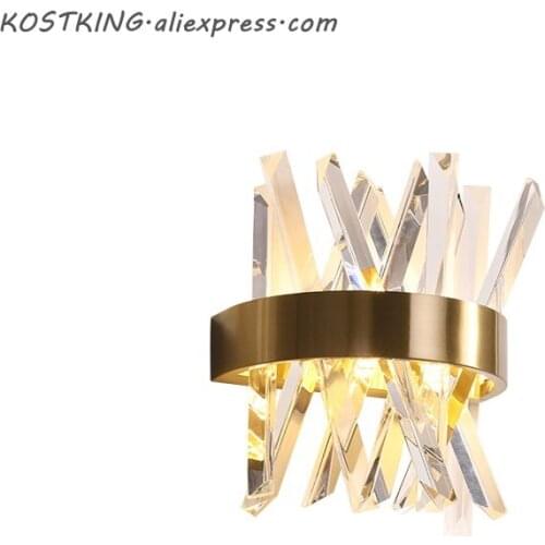 KOSTKING luxury design crystal wall lamp modern LED wall lights Dia25*H33cm lustre living room bedroom light