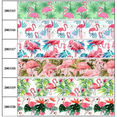 New 10yards different sizes cute cartoon Flamingo ribbon printed grosgrain ribbon