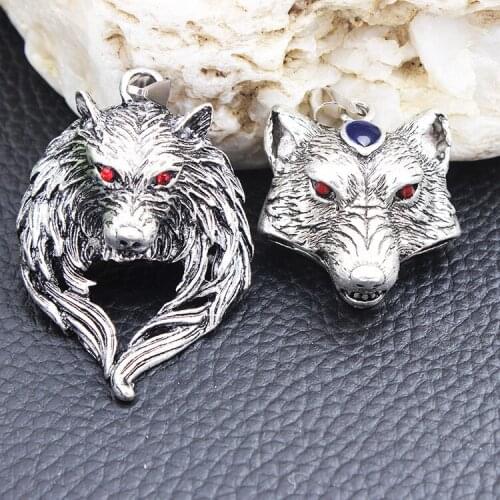 Personality Silver Plated Wolf Head Pendant Vintage Mens Pendant Vintage Jewelry Punk Accessories Party Gifts