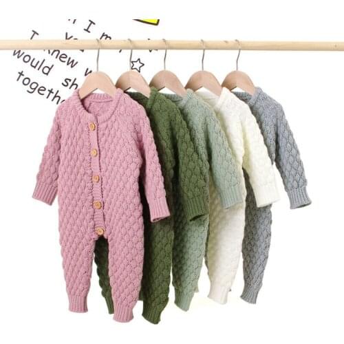 2020 Autumn Winter Infant Baby Girl Boy Warm Clothes Knitted Sweater Romper Jumpsuits Outfit Clothing