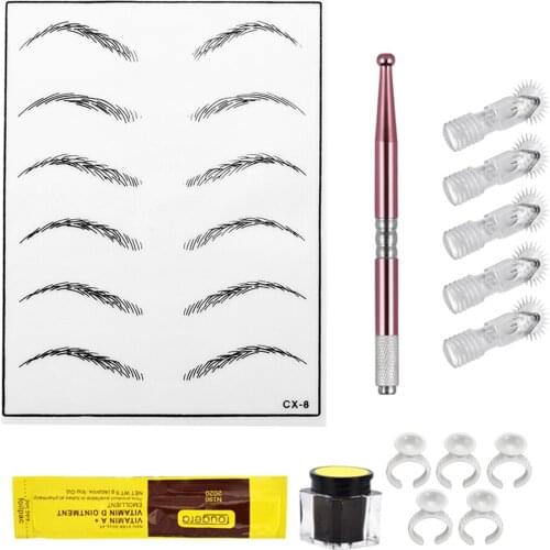 Permanent Microblading Training Pen Kit Eyebrow Exercise Tools Pink