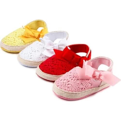 Lovely Bowknot Baby First Walkers Infants Girl Crib Shoes Soft Sole Newborn Shoes Antislip Baby Princess Shoes