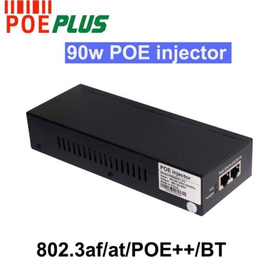 90w POE injector 802.3af/at POE++ compliant 55V output 10/100/1000Mbps