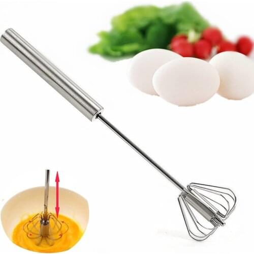 Semi-Automatic Egg Beater 304 Stainless Steel Egg Whisk Manual Hand Mixer Self Turning Egg Stirrer Kitchen Egg Tools