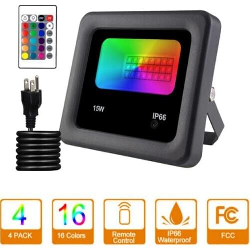 16 Colors Spotlight Light Waterproof Outdoor Projector Lamp AC85-265V 15W Remote Control US/UK/AU Plug Lights