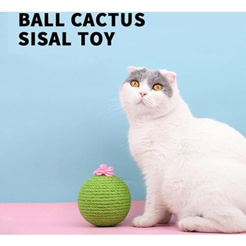 Sisal Cactus Simulation Cat Toy Tumbler Toy Ball Built In Cat MINT Ball Cactus Sisal Toy Hone Claws To Relieve Boredom Cat Toys