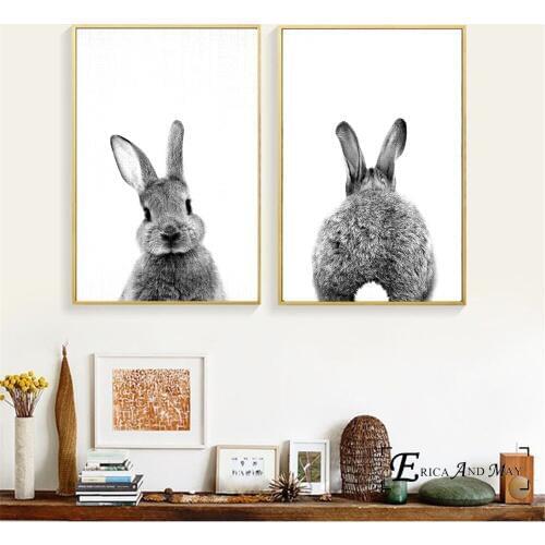 Fat Rabbit Silhouette Artwork Posters and Prints Wall art Decorative Picture Canvas Painting For Living Room Home Decor Unframed