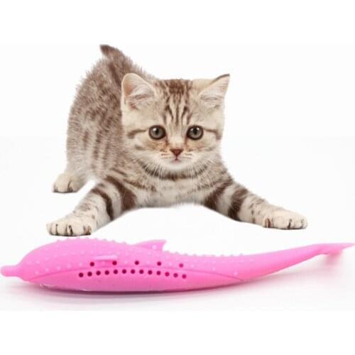Universal Pet Toothbrush Set Soft Silicone Mint Fish Catnip Toy Cat Chew Fish Toys Dog Molar Stick Pets Teeth Cleaning Supplies