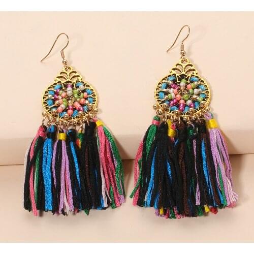 Vintage Dangle Bohemian Drop Tassel Earrings for Women Female Fashion Statement Ethnic Boho Earrings Jewelry Accessories