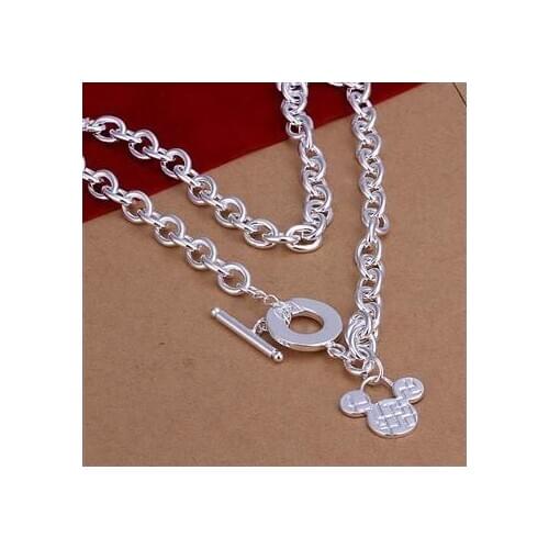 XLN260 Wholesale silver plated Necklace, Factory price 925 stamped fashion jewelry Micky Tag TO necklace /alcajcja