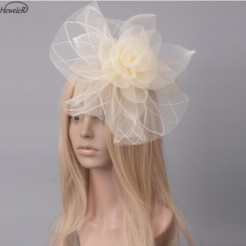8 Colors 2019 New Fascinator Hats Net Mesh Bridal Cocktail Races Hair Clip Ladies Women Headwear Accessories Party Hairpins