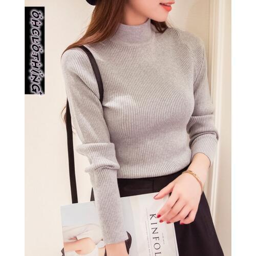 OHCLOTHING Knitted Turtleneck Sweater Women 2018 New Fashion Autumn Winter Long Sweaters Tops Womens Casual Crochet Turtlenecks