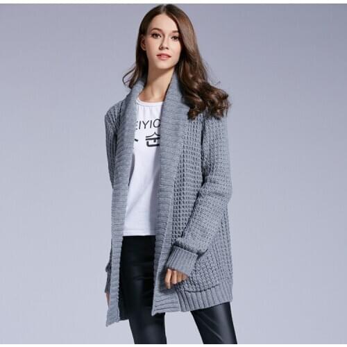 2019 Real Autumn Winter New Pattern Womens V Word Lead Knitting Unlined Upper Garment Wind Easy Type Color Sweater Loose Coat