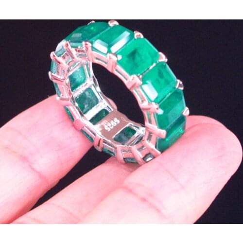 KQDANCE Created Emerald Gemstones Diamond Ring real 925 Sterling Silver Rings with green Stones Woman Fine Jewelry 2021 Trend