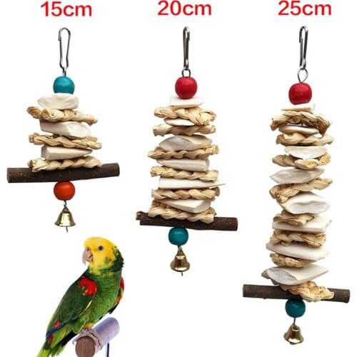 Pet Parrot Bird Natural Grass Toys Chewing Bite Hanging Cage Bell Swing Climb Playing Pendant Dropshipping