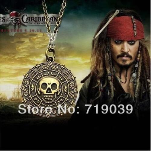 ZRM 20pcs/lot Wholesale Fashion Jewelry Vintage Charm Aztec Coin Pendant Necklace Pirates of the Caribbean Necklace