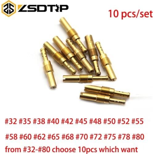 ZSDTRP 10Pcs Slow/Pilot Jet Main Injectors Nozzle For PWK PE Mikuni OKO Keihin KOSO Carb #32-#80 choose free