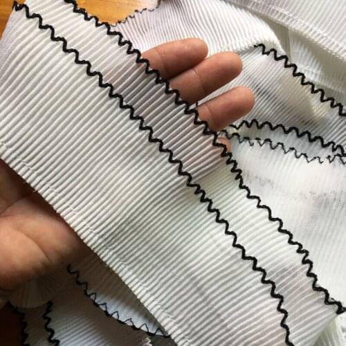 1Yards 91cm White Black Lace Elastic Pleated Chiffon Lace Collar Ribbon 8CM Curtain Dresses Decor Sewing Fabric Accessories K45