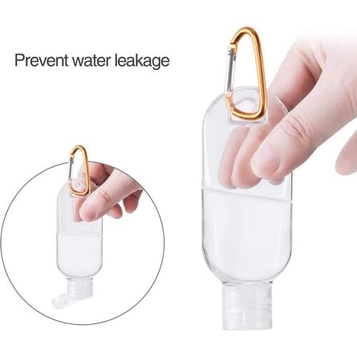 10Pcs 50ml Sports Water Bottle Buckle Hook Holder Tool Travel Liquid Soap Facial Cream Shampoo Empty Transparent Hook Bottle