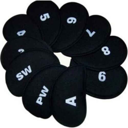 10pcs/set Neoprene Light Black Golf Club Head Cover Wedge Iron Protective Head Covers With Numbers