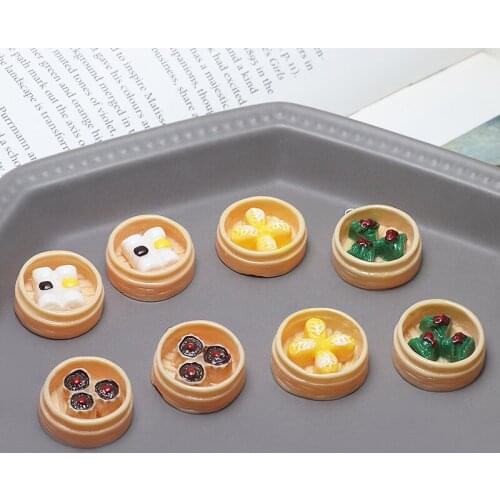 10pcs Personality Creative Earrings Fun early cooking wheat dumplings steamer resin pendant jewelry bag key chain accessories
